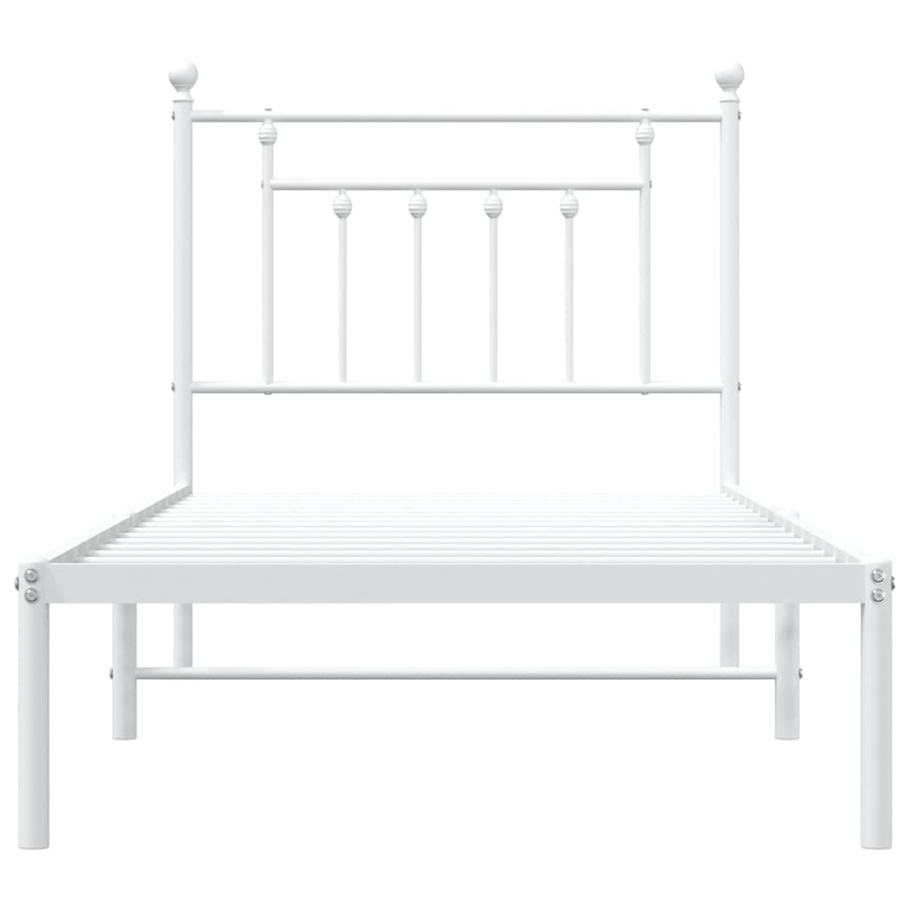 Estrutura de cama com cabeceira 90x190 cm metal branco