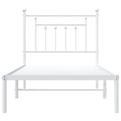 Estrutura de cama com cabeceira 90x190 cm metal branco