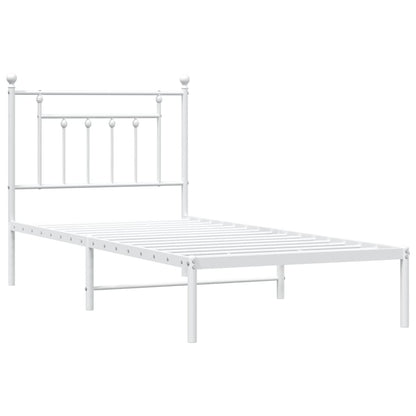 Estrutura de cama com cabeceira 90x200 cm metal branco