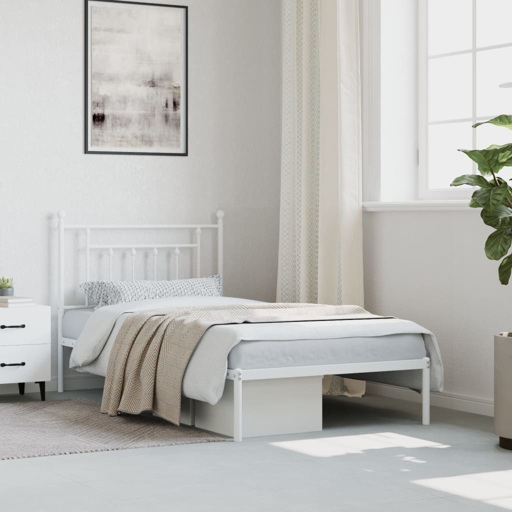 Estrutura de cama com cabeceira 100x190 cm metal branco