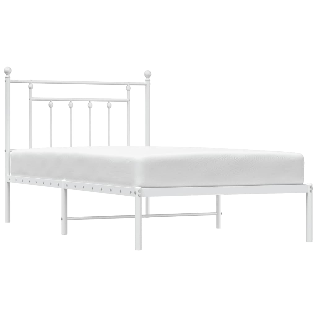 Estrutura de cama com cabeceira 100x190 cm metal branco