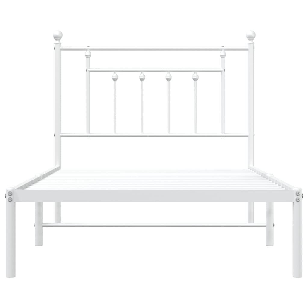 Estrutura de cama com cabeceira 100x190 cm metal branco