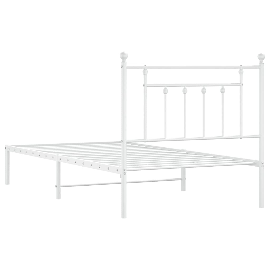 Estrutura de cama com cabeceira 100x190 cm metal branco