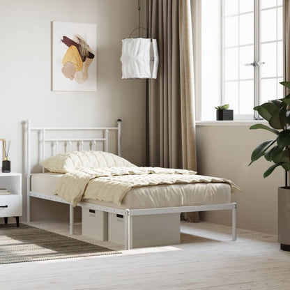 Estrutura de cama com cabeceira 100x190 cm metal branco