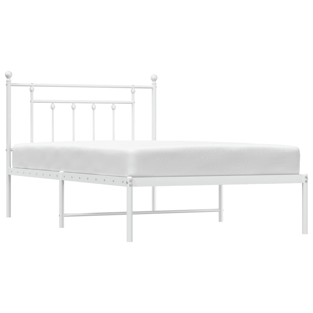 Estrutura de cama com cabeceira 100x200 cm metal branco