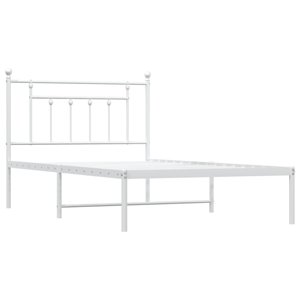 Estrutura de cama com cabeceira 100x200 cm metal branco