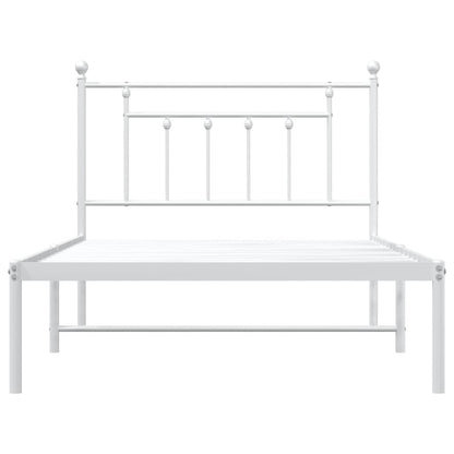 Estrutura de cama com cabeceira 100x200 cm metal branco