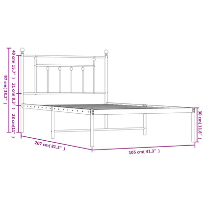 Estrutura de cama com cabeceira 100x200 cm metal branco