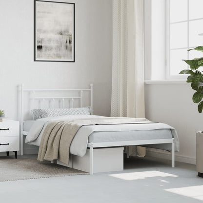 Estrutura de cama em metal com cabeceira 107x203 cm branco