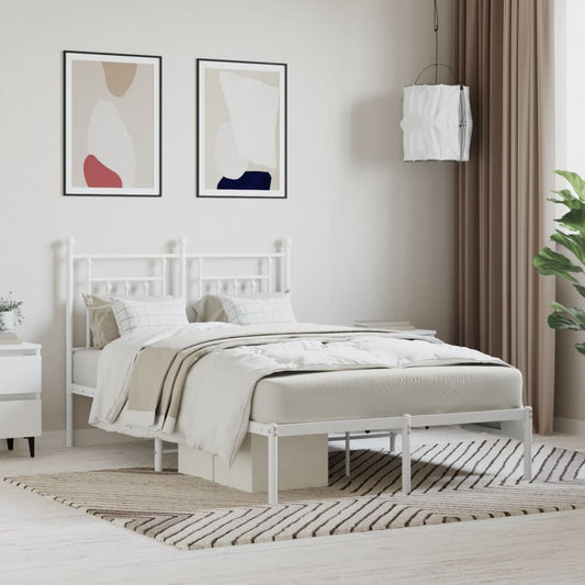 Estrutura de cama com cabeceira 120x190 cm metal branco