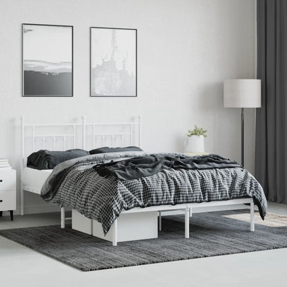 Estrutura de cama com cabeceira 140x190 cm metal branco