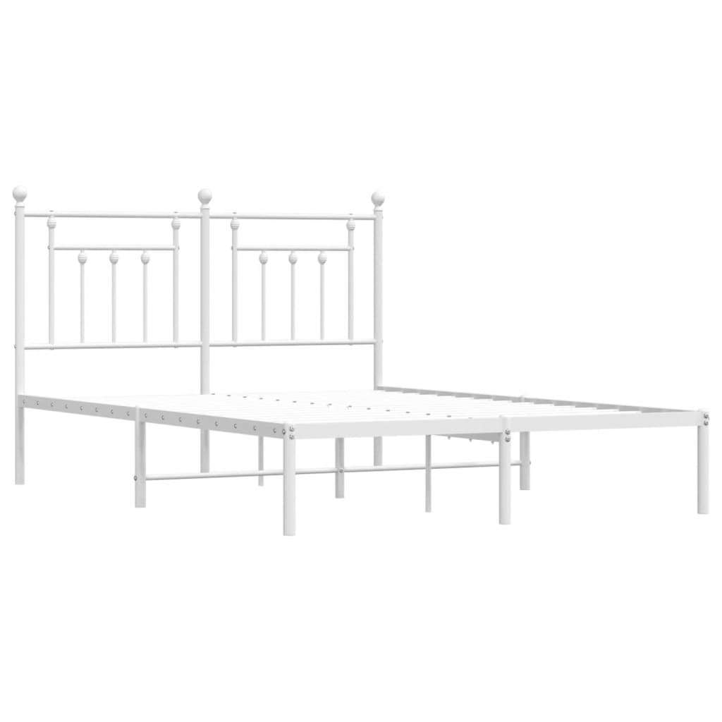 Estrutura de cama com cabeceira 140x190 cm metal branco