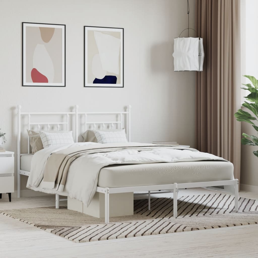 Estrutura de cama com cabeceira 140x190 cm metal branco