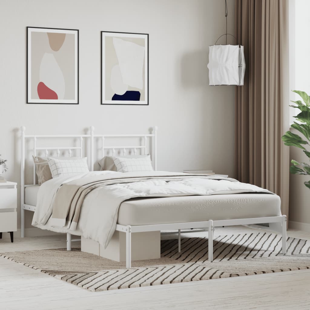 Estrutura de cama com cabeceira 140x200 cm metal branco