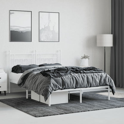 Estrutura de cama com cabeceira 150x200 cm metal branco