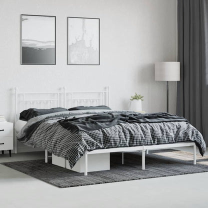 Estrutura de cama com cabeceira 160x200 cm metal branco