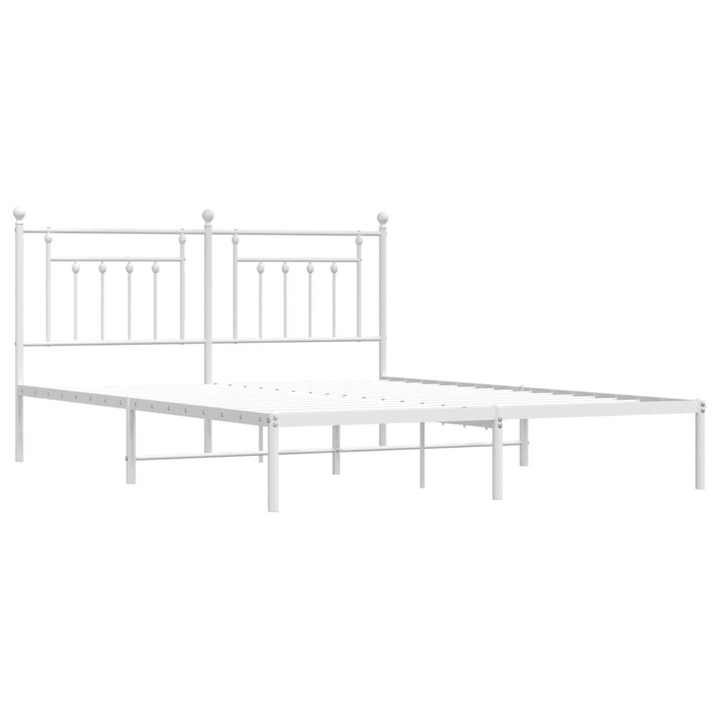 Estrutura de cama com cabeceira 160x200 cm metal branco