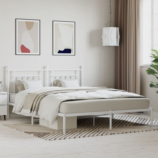 Estrutura de cama com cabeceira 160x200 cm metal branco