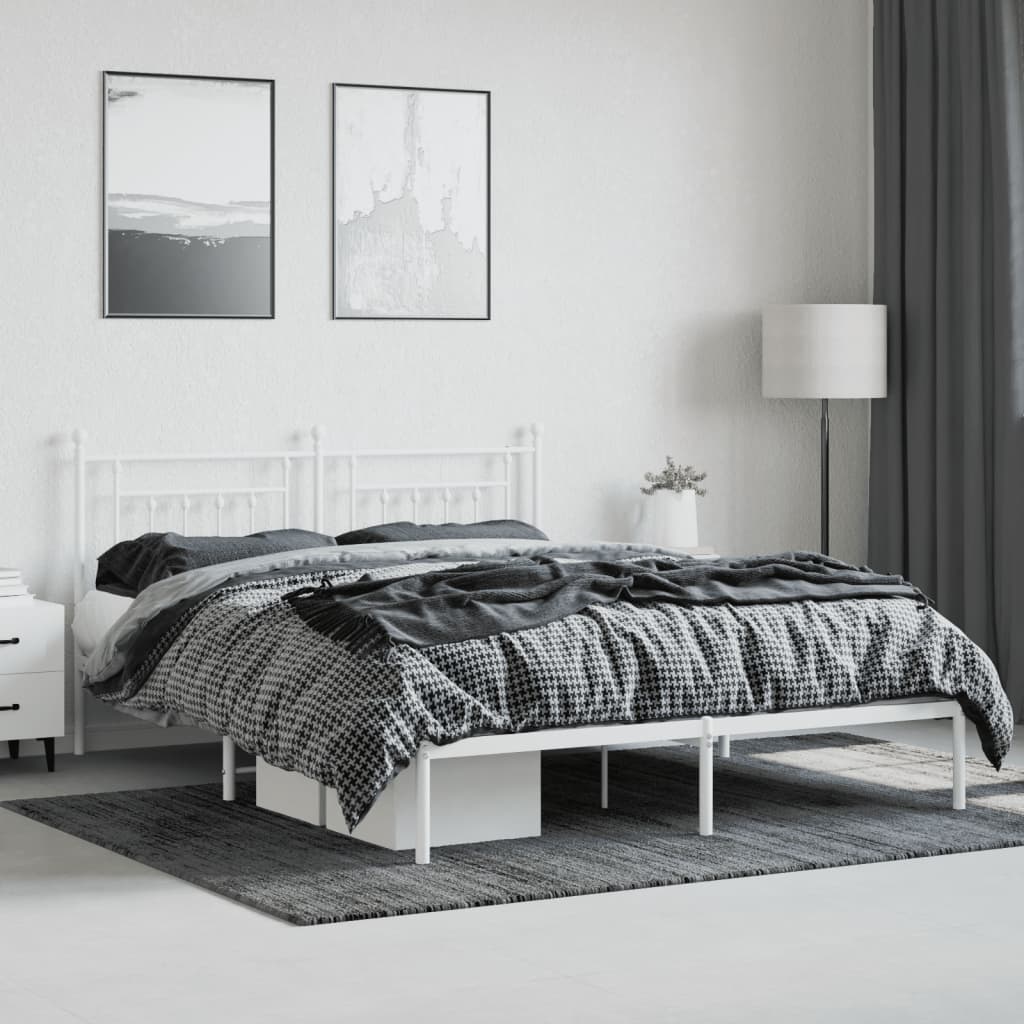 Estrutura de cama com cabeceira 180x200 cm metal branco