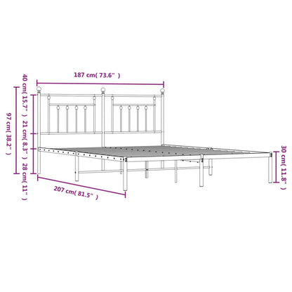 Estrutura de cama com cabeceira 180x200 cm metal branco