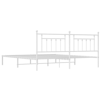 Estrutura de cama com cabeceira 193x203 cm metal branco