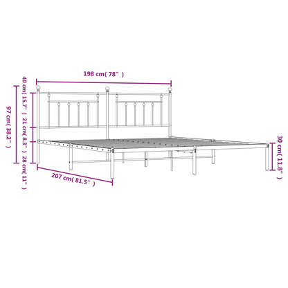 Estrutura de cama com cabeceira 193x203 cm metal branco