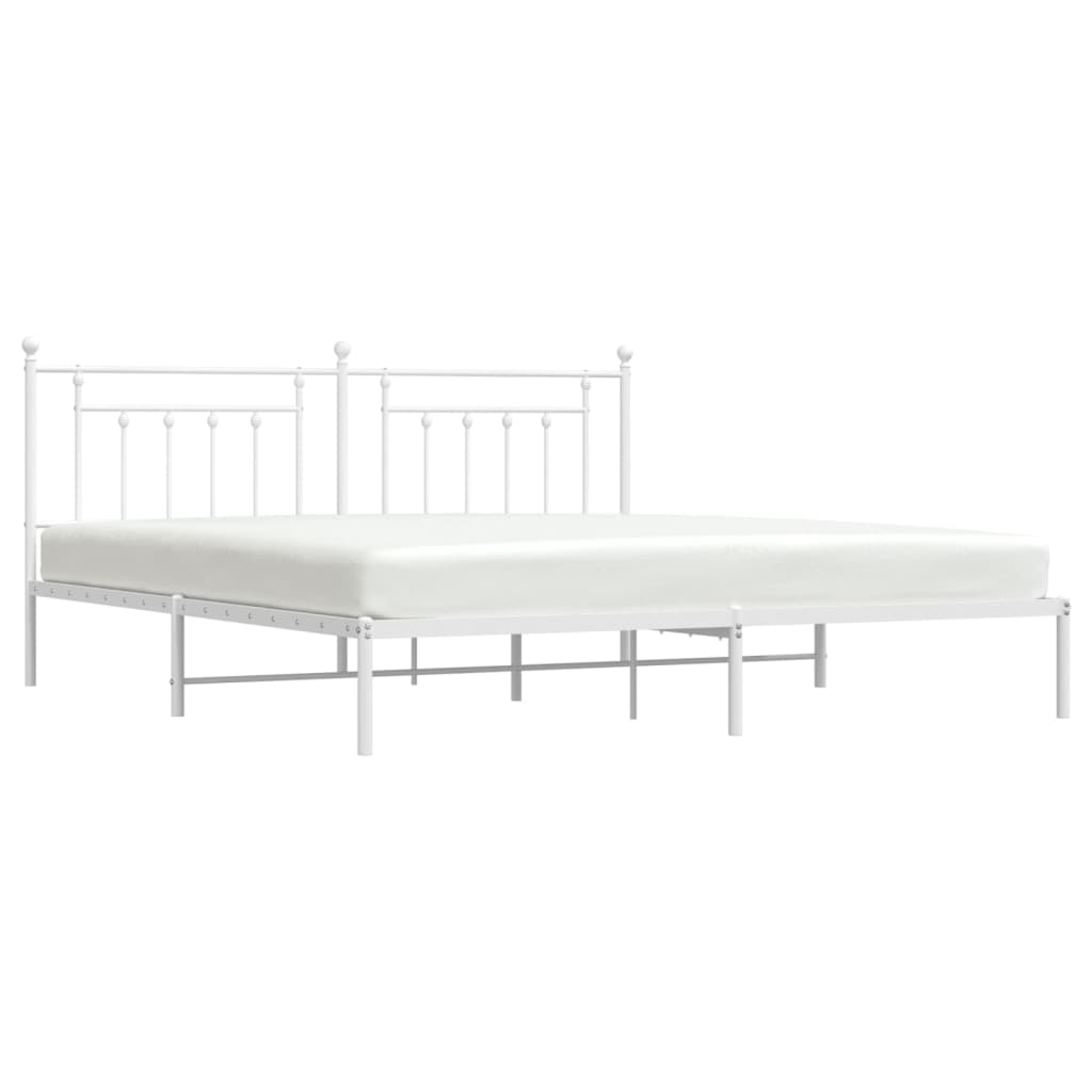 Estrutura de cama com cabeceira 200x200 cm metal branco