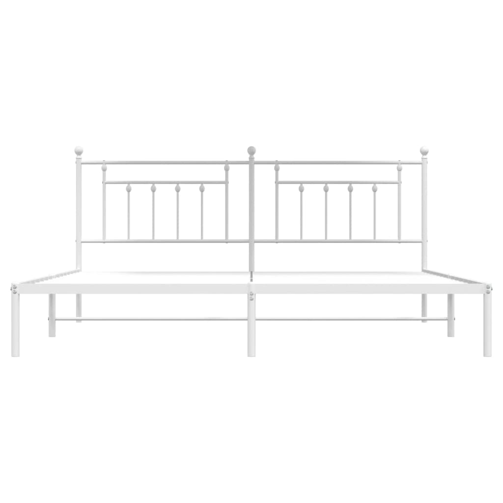 Estrutura de cama com cabeceira 200x200 cm metal branco