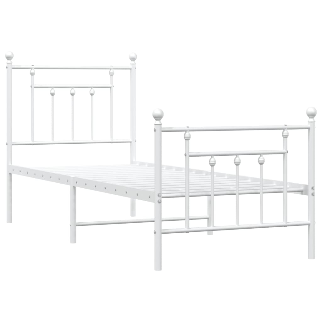 Estrutura de cama com cabeceira e pés 75x190 cm metal branco