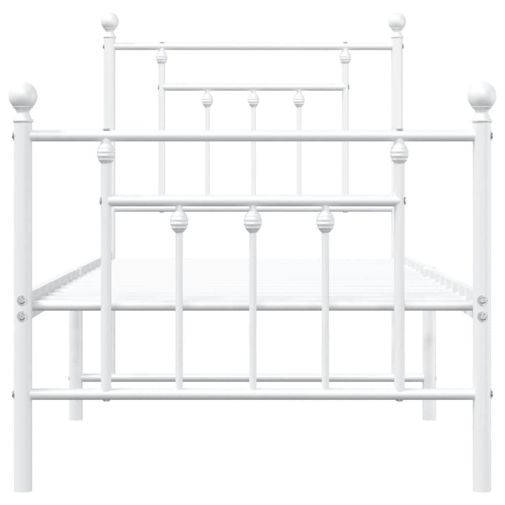 Estrutura de cama com cabeceira e pés 75x190 cm metal branco