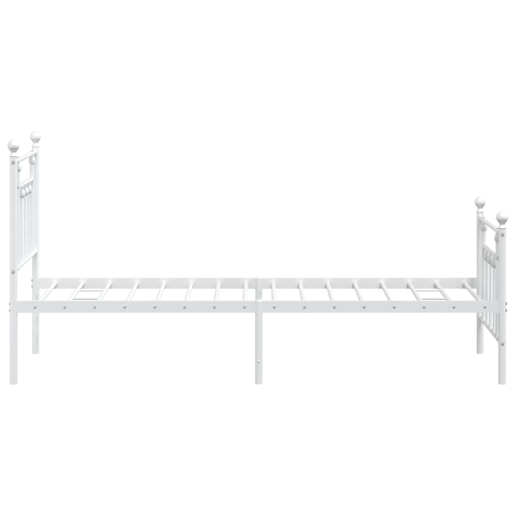 Estrutura de cama com cabeceira e pés 75x190 cm metal branco