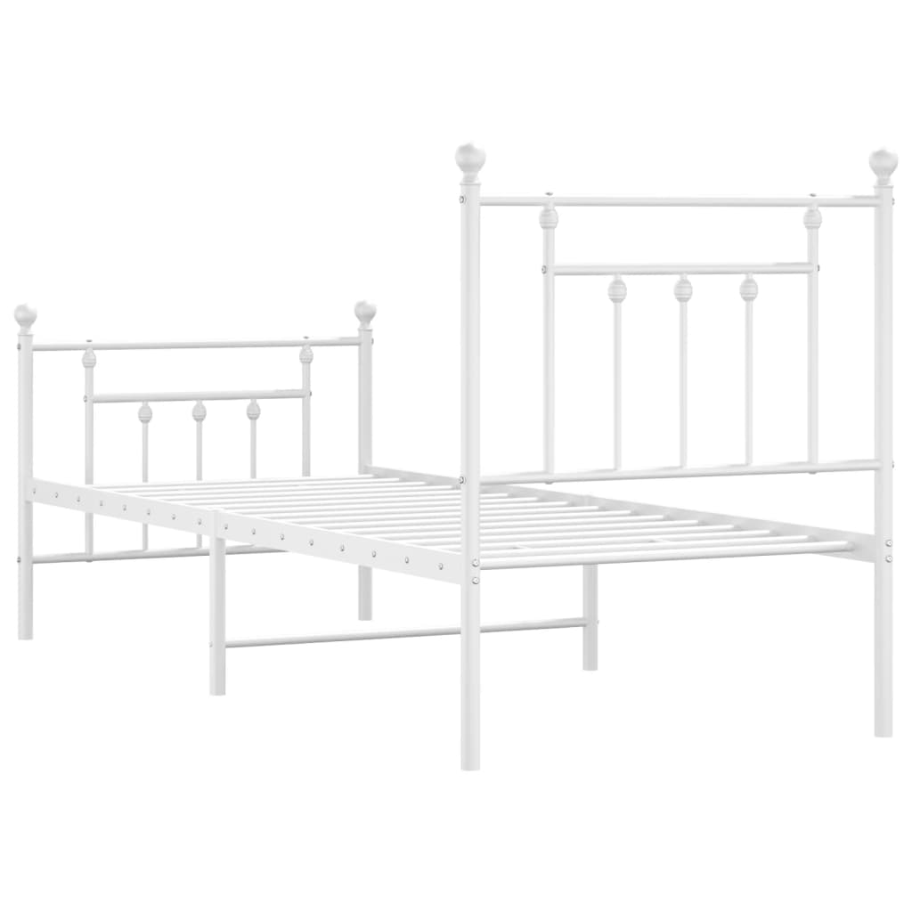 Estrutura de cama com cabeceira e pés 75x190 cm metal branco