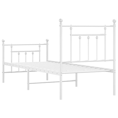 Estrutura de cama com cabeceira e pés 75x190 cm metal branco