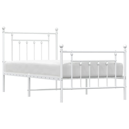 Estrutura de cama com cabeceira e pés 90x190 cm metal branco