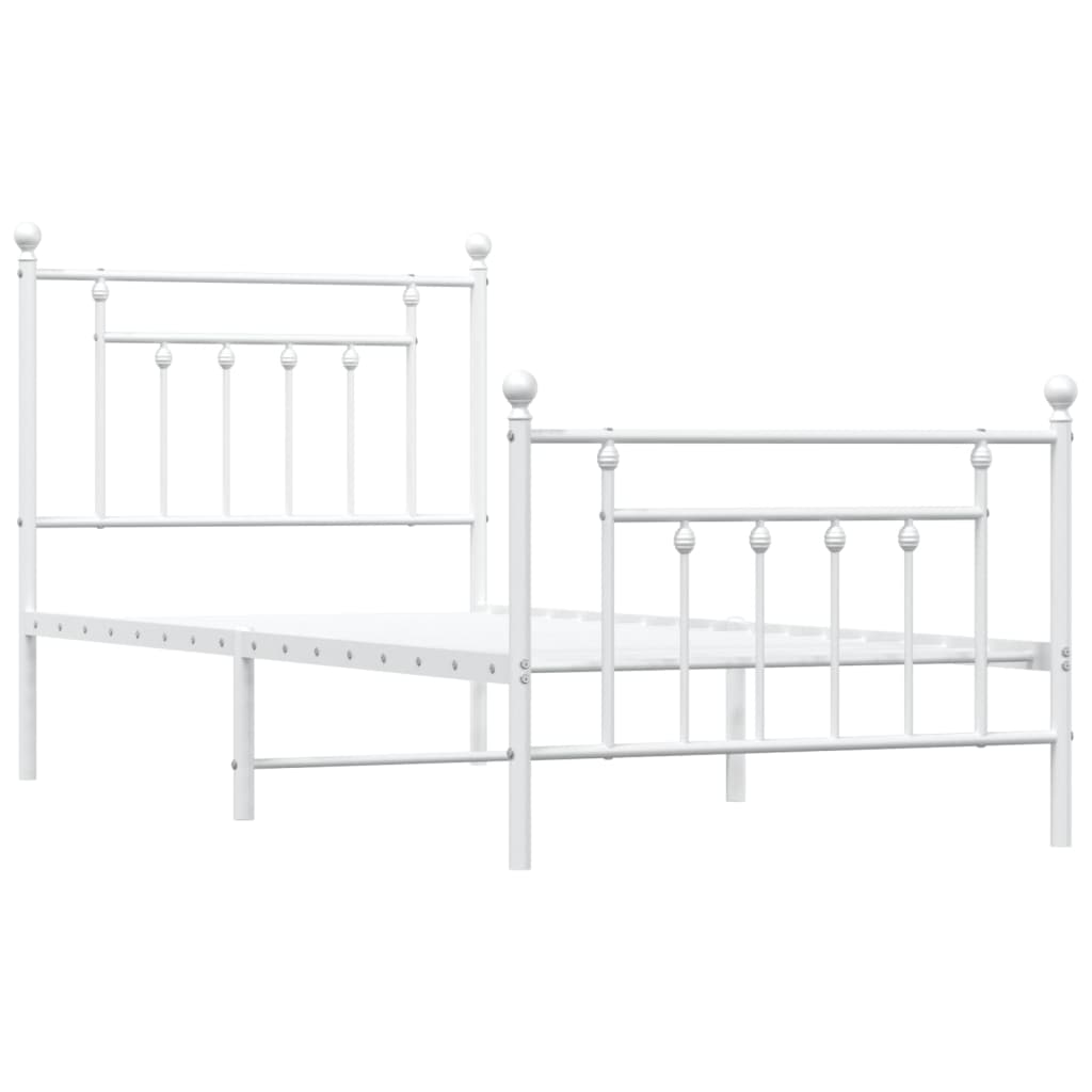 Estrutura de cama com cabeceira e pés 90x190 cm metal branco