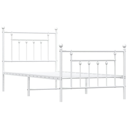 Estrutura de cama com cabeceira e pés 90x190 cm metal branco