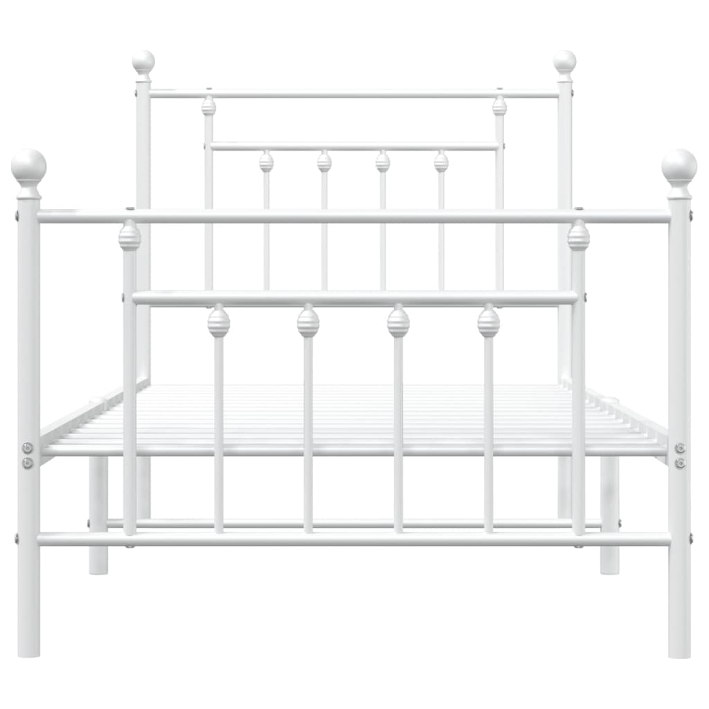 Estrutura de cama com cabeceira e pés 90x190 cm metal branco