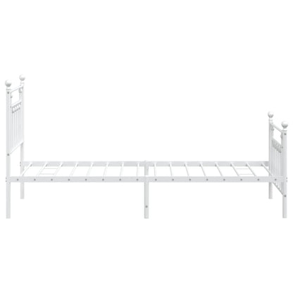 Estrutura de cama com cabeceira e pés 90x190 cm metal branco