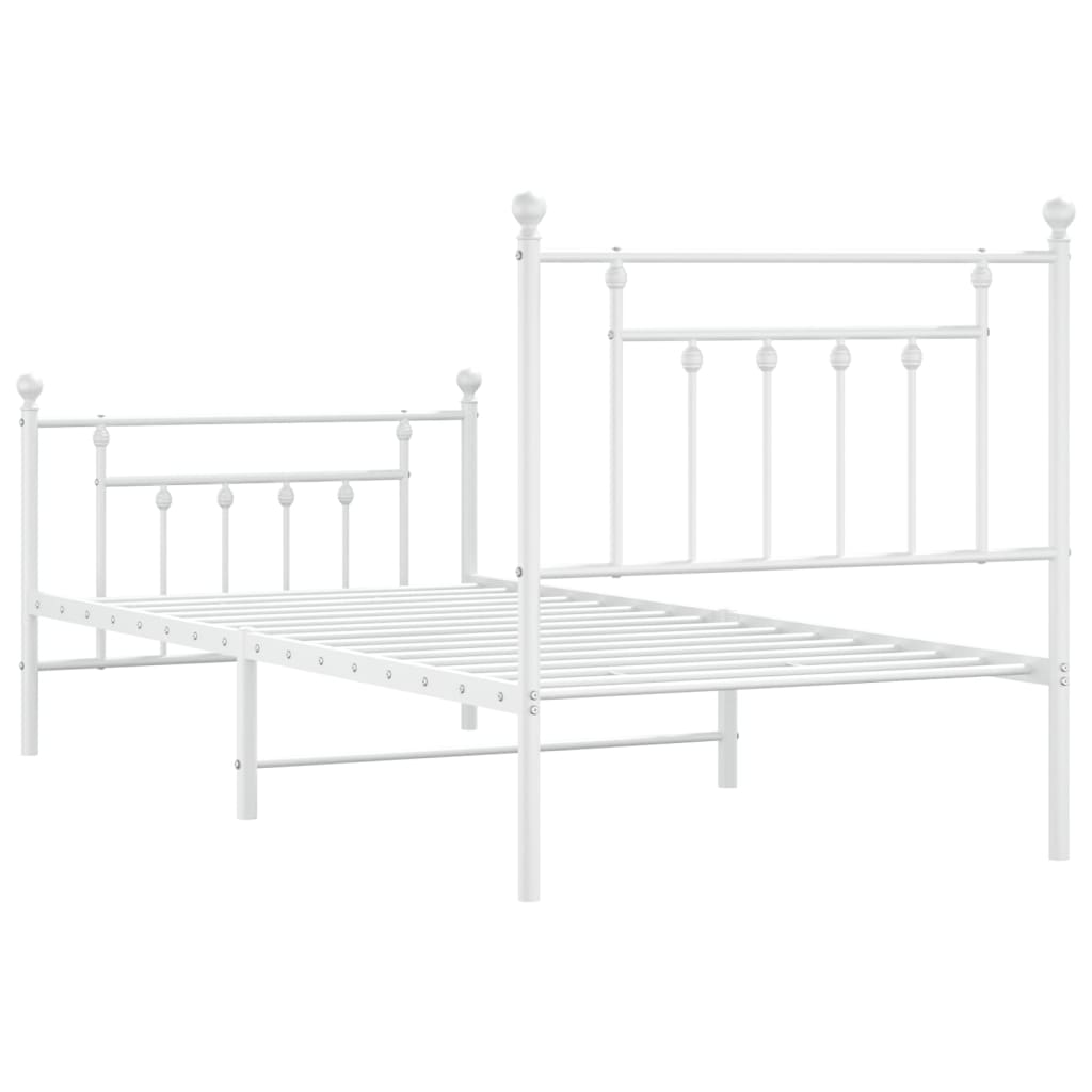 Estrutura de cama com cabeceira e pés 90x190 cm metal branco