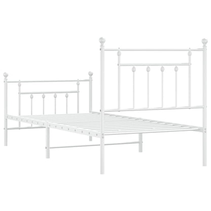 Estrutura de cama com cabeceira e pés 90x190 cm metal branco