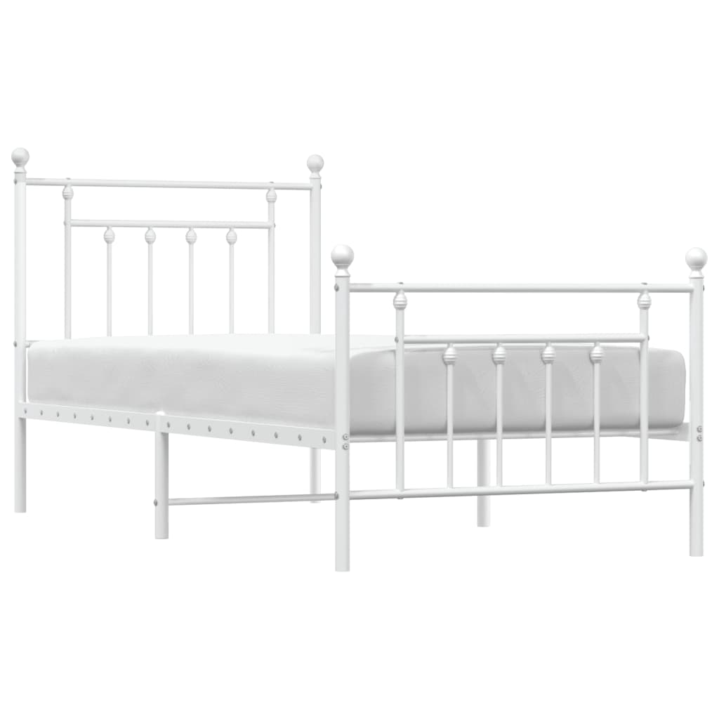 Estrutura de cama com cabeceira e pés 90x200 cm metal branco