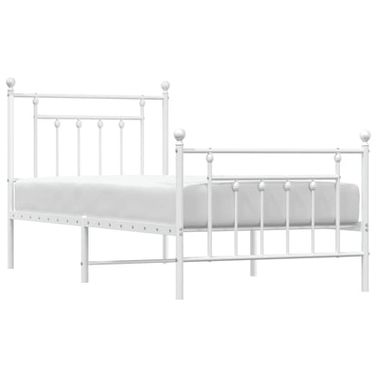 Estrutura de cama com cabeceira e pés 90x200 cm metal branco