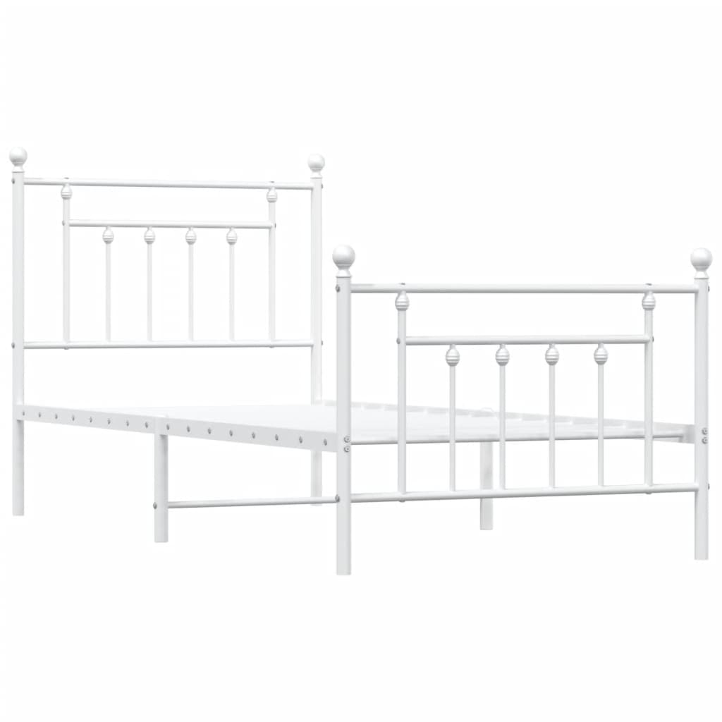 Estrutura de cama com cabeceira e pés 90x200 cm metal branco