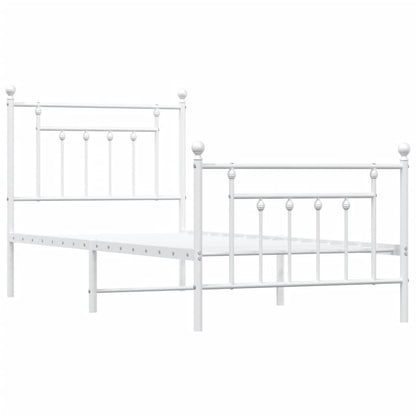 Estrutura de cama com cabeceira e pés 90x200 cm metal branco