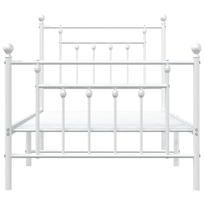 Estrutura de cama com cabeceira e pés 90x200 cm metal branco