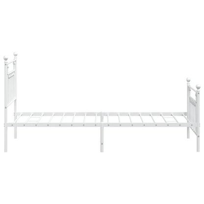 Estrutura de cama com cabeceira e pés 90x200 cm metal branco