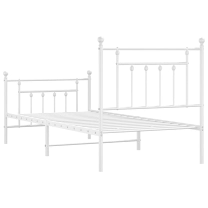 Estrutura de cama com cabeceira e pés 90x200 cm metal branco