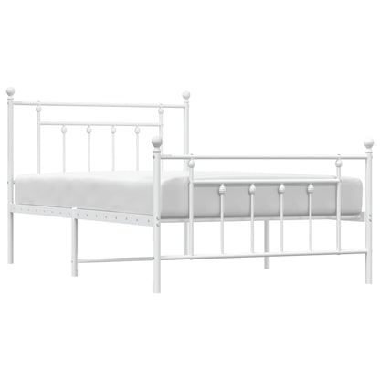 Estrutura de cama com cabeceira e pés 107x203 cm metal branco