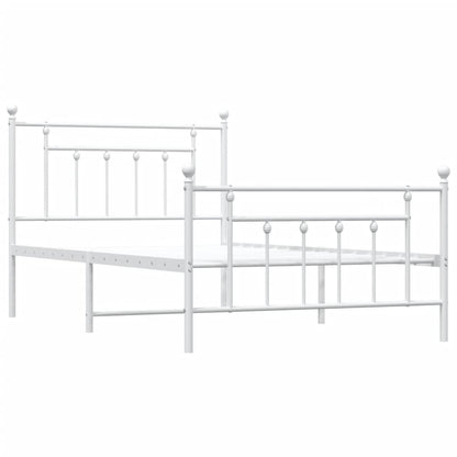 Estrutura de cama com cabeceira e pés 107x203 cm metal branco