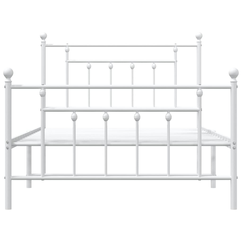 Estrutura de cama com cabeceira e pés 107x203 cm metal branco